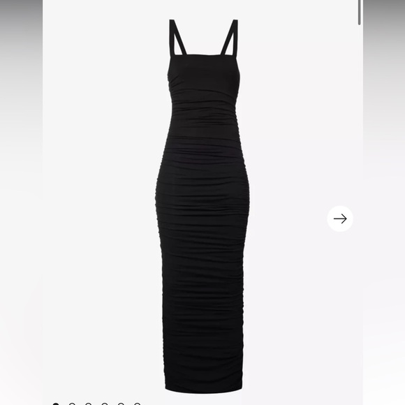 Good American Ruched square-neck stretch-rayon maxi dress Lg & Medium in black - Picture 13 of 16